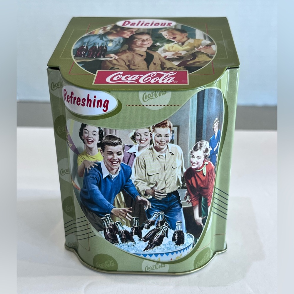 Vintage Walmart 1996 Green Coca Cola Collectible Advertising Empty Tin
